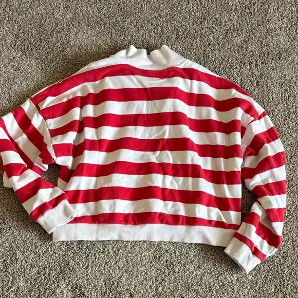 JoyLab Red and White Cropped Half Zip - Picture 4 of 7